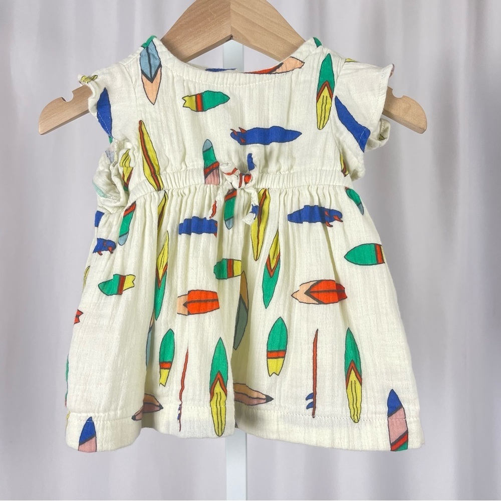 Hanna Andersson 0-3 Months Surf Surfboard Flutter Sleeve Muslin Dress Surf's Up